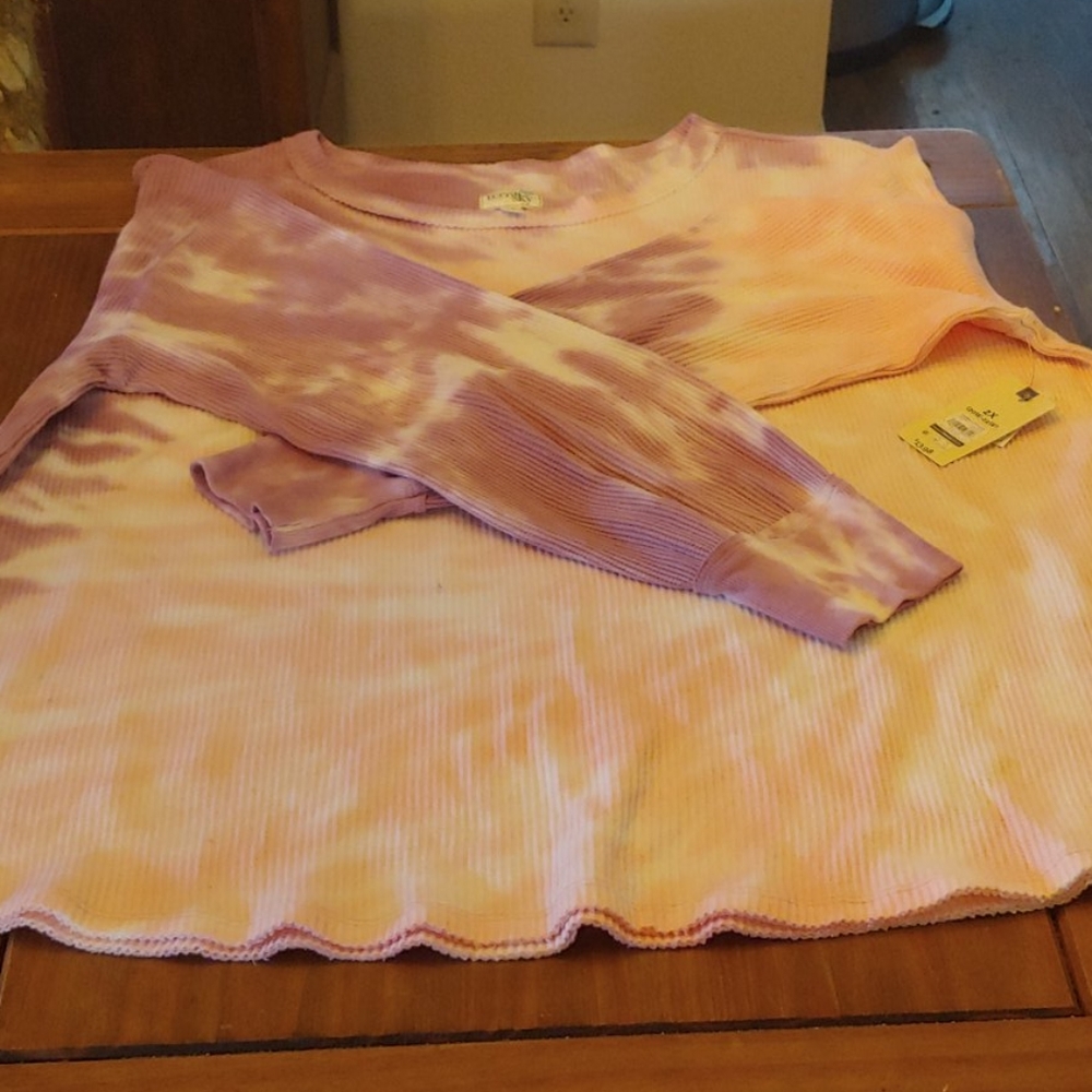 Pink & Purple Long sleeved ribbed sweatshirt